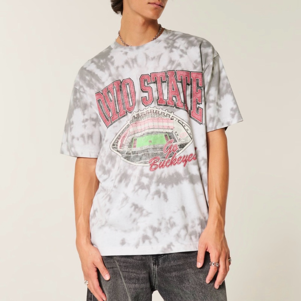 Brand new w/ tags- Hollister Gray Tie-Dye Ohio State Tee